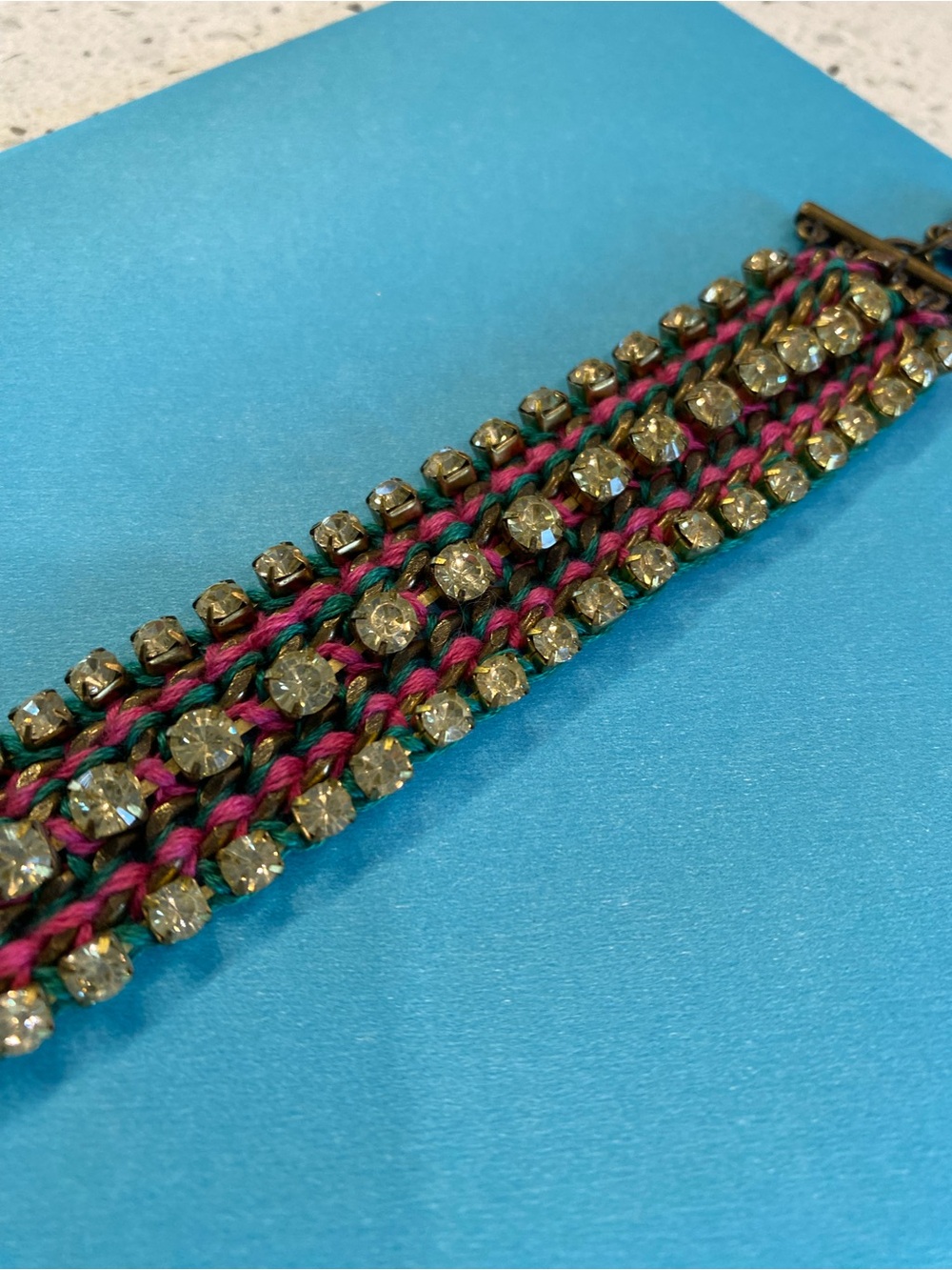 $7 BUNDLE ITEM BOHO CHIC Crystal Braided Multistrand Bracelet - Pink & Green